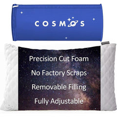 Bed Pillow Queen Size Cooling Luxury Hotel Quality, Adjustable Removable Precision Cut Memory Foam Pillow Side Back Tummy Sleeper Bamboo Cover