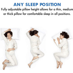 Bed Pillow Queen Size Cooling Luxury Hotel Quality, Adjustable Removable Precision Cut Memory Foam Pillow Side Back Tummy Sleeper Bamboo Cover