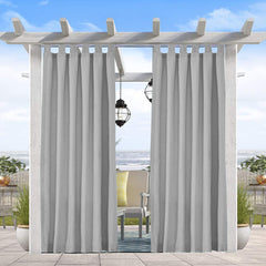 50 W x 120 inch L Outdoor Curtains Panel Tab Top Window Curtain for Pergola  Patio Balcony 1 Panel  , Grey