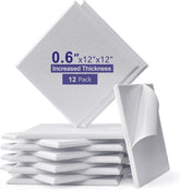 12 Pack Thicker Acoustic Panels,12 inch x 12 inch x 0.6 inch High Density Sound Absorbing Panels Reducing Noise and Improving Sound Quality,Suitable for Recording Rooms, Home Theaters and Offices (White)