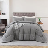 Queen Grey Down Comforter All Season Bedding Queen Duvet Insert   Ultra Soft 100% Microfiber Polyester  1 Duvet Insert and 2 Pillow Shams