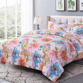 Queen Size 3 Pieces Floral Comforter Set Lightweight Soft Microfiber Comforter for All Seasons,1 Colorful and Boho Comforter  90 in x 90 in and 2 Pillow Shams