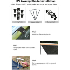 8 ft. x 10 ft. RV Awning Privacy Screen Shade Panel Kit Side Sunblock Shade Drop, Black