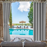 Pro Space Outdoor Curtain Panel for Porch Patio Privacy Drape Top Tab Window Curtain with UV Ray Protected and Waterproof 2 Panel Gray