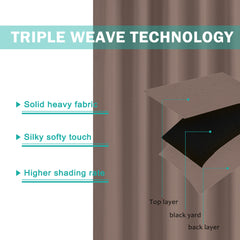 50 x 120 inch Indoor Outdoor Thermal Insulated Solid Tab Top Single Curtains Drape for Patio, Taupe Grey