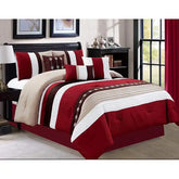 Shatex Bed In A Bag 7 Piece Luxury Microfiber Striped Bedding Comforter Set Oversized Bedroom Comforters