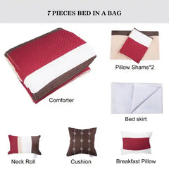 Shatex Bed In A Bag 7 Piece Luxury Microfiber Striped Bedding Comforter Set Oversized Bedroom Comforters