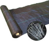 6 ft. x 16 ft. All Purpose Folded Garden Mat Heavy PP Woven Weed Barrier for Raised Bed  6 Pins Included