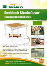 10 ft x 10 ft Shade Panel Block 90 percents of UV Rays with Ready Tie up Ribbon for Pergola Gazebo Porch