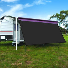 8 ft. x 14 ft. RV Awning Privacy Screen Shade Panel Kit Sunblock Shade Drop, Black