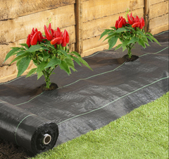 4 ft. x 12 ft. Easy Plant Weed Block for Raised Bed Outdoor Garden Weed Rugs with Planting Hole 6 in. Dia