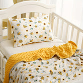 Ultra-Soft Plush Pillow, Minky dot Fabric with Cute Animal Pattern Design, 19 inx 13in Bees