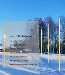 50 Pcs Driveway Reflectors 48 Inch Snow Stakes 5/16 Inch Dia Reflective Driveway Markers Yellow