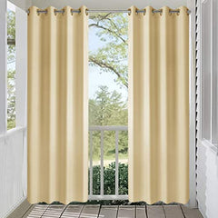 50 in W x 96 in L Outdoor Curtain UV Privacy Drape Thick Waterproof Fabric Heavy Duty Indoor Panel , Beige