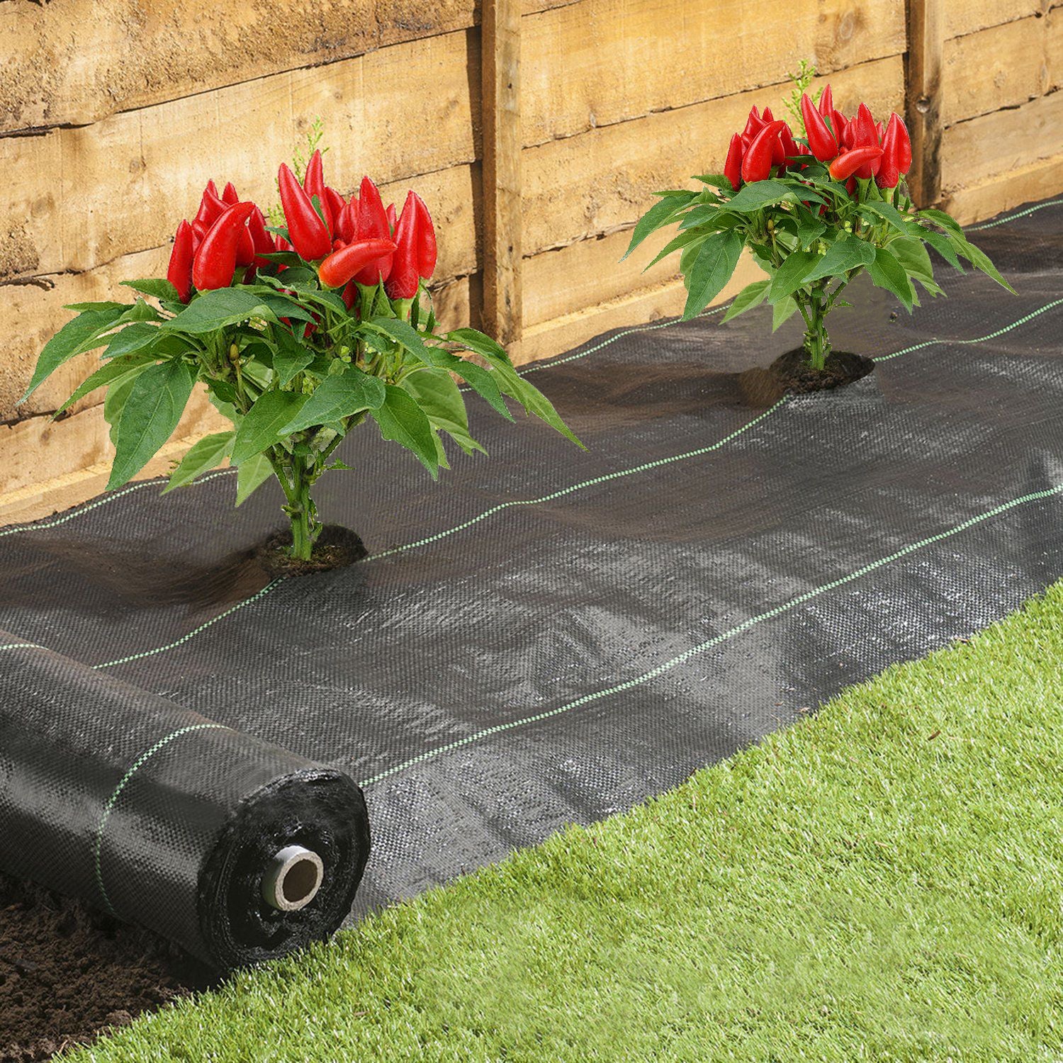 3 ft x 12 ft easy plant outdoor garden weed rugs for raised bed garden mat for spinach with planting hole 4 in dia