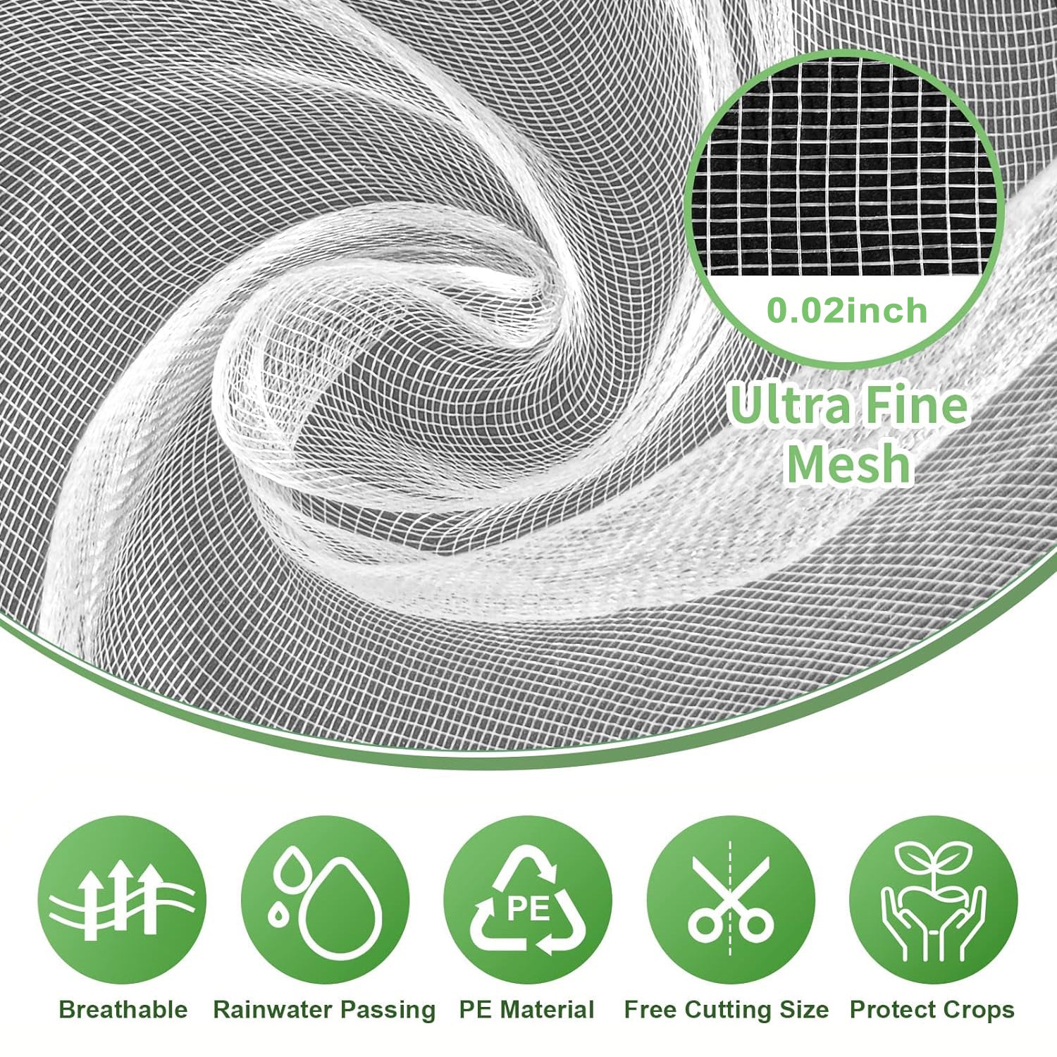 4 ft.x100 ft. BugNInsect Bird Netting Garden Netting Protect Plants Fruits Flowers Against Bugs, Birds & Squirrels,White