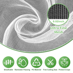 8 ft. x 10 ft. Garden Bug Insect Netting, Insect Barrier Bird Net Barrier Hunting Blind Garden Netting with 10 Pegs