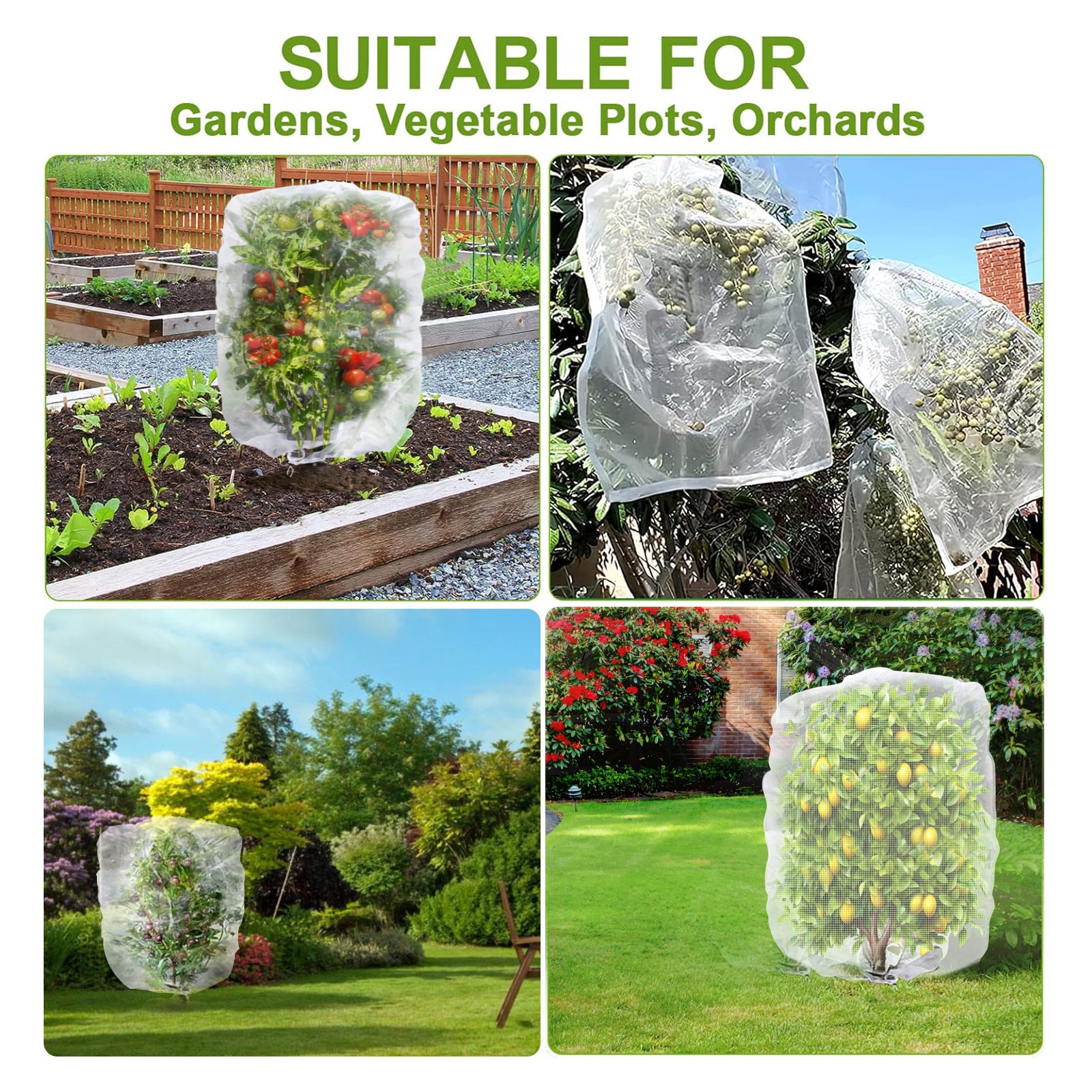 26 in. x 30 in. Garden Insect Netting Plant Cover in-Shape Bag with Rope Insect Barrier