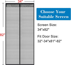 Shatex Updated Fiberglass Magnetic Screen 34in x82in Magnetic Screen Door, Heavy Duty Mesh Curtain for Sliding Door, Self Closing Sealingly Tightly,Pets Kids Friendly, Black