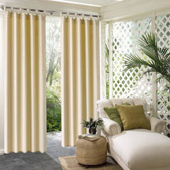 Beige Polyester 50 in. W x 84 in. L Tap Top Blackout Curtain Double Panel