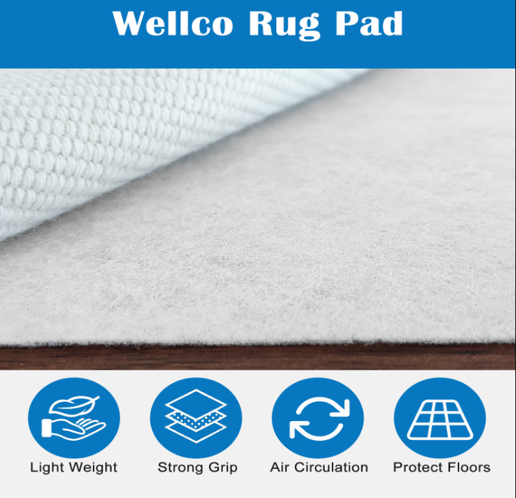 5 ft. x 7 ft. Rectangle Non Slip Grip Rug Pad Felt Protective Cushion 0.07 in Thick