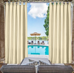 Pro Space Outdoor Curtains Tab Top 3 in. Long Window Curtain for Pergola Patio Balcony 50 in. W x 120 in. L 1 Panel Beige