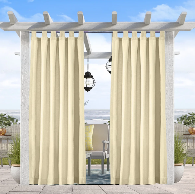 Pro Space Outdoor Curtains Tab Top 3 in. Long Window Curtain for Pergola Patio Balcony 50 in. W x 120 in. L 1 Panel Beige