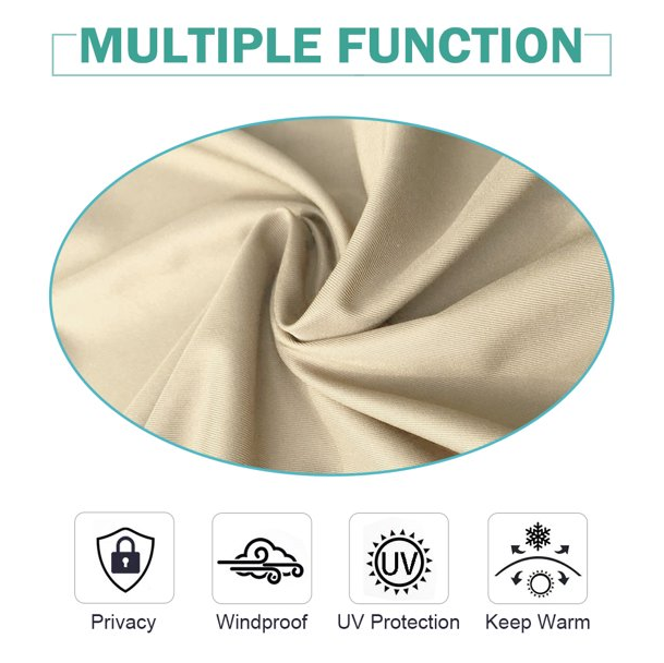 Beige Polyester 50 in. W x 84 in. L Tap Top Blackout Curtain Double Panel