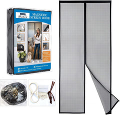 Shatex Magnetic Screen Door 34 in x82 in Fiberglass Screen Door Mesh, Heavy Duty Mesh Curtain for Sliding Door, Pets and Kids Friendly, Black