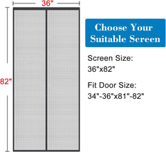 Shatex Magnetic Screen Door 36 in x 82 in Fiberglass Screen Door Mesh, Heavy Duty Mesh Curtain for Sliding Door, Pets and Kids Friendly, Black