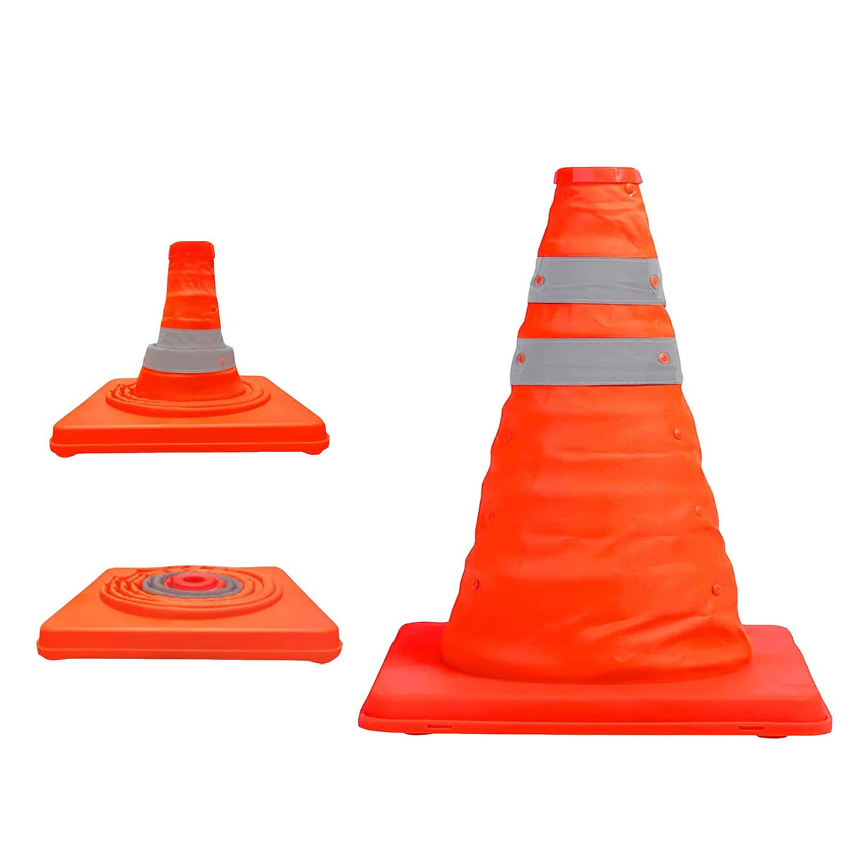 12 in. Collapsible Traffic Safety Cones with Reflective Collar for Road Safety,Orange