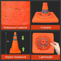 12 in. Collapsible Traffic Safety Cones with Reflective Collar for Road Safety,Orange